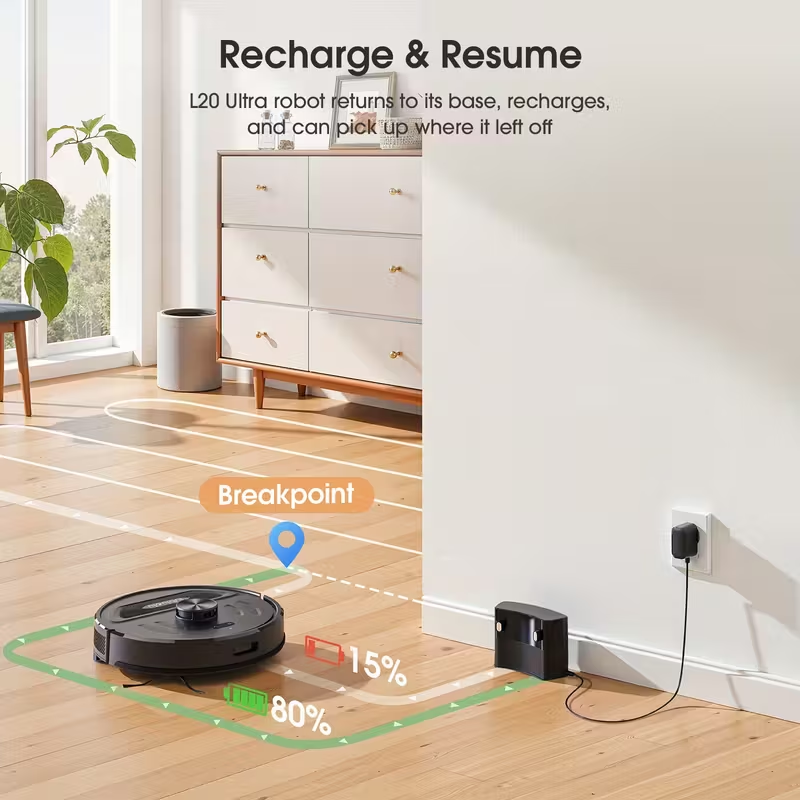 Lubluelu L20 Max Robot Vacuum & Mop 6000Pa Self-Empty 3in1 Smart Mapping WiFi UK
