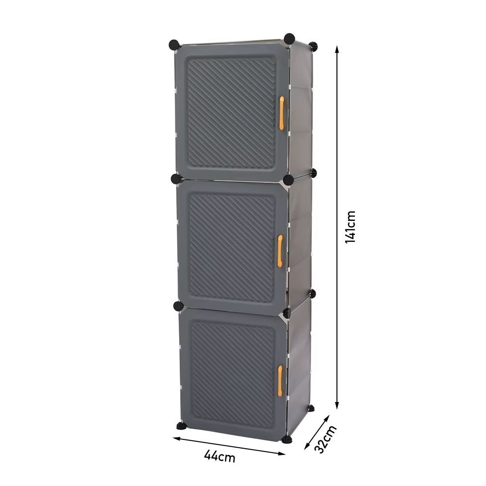 Tall Shoe Cabinet Storage Unit 8 Shelf PP/Metal Freestanding Grey Organiser UK