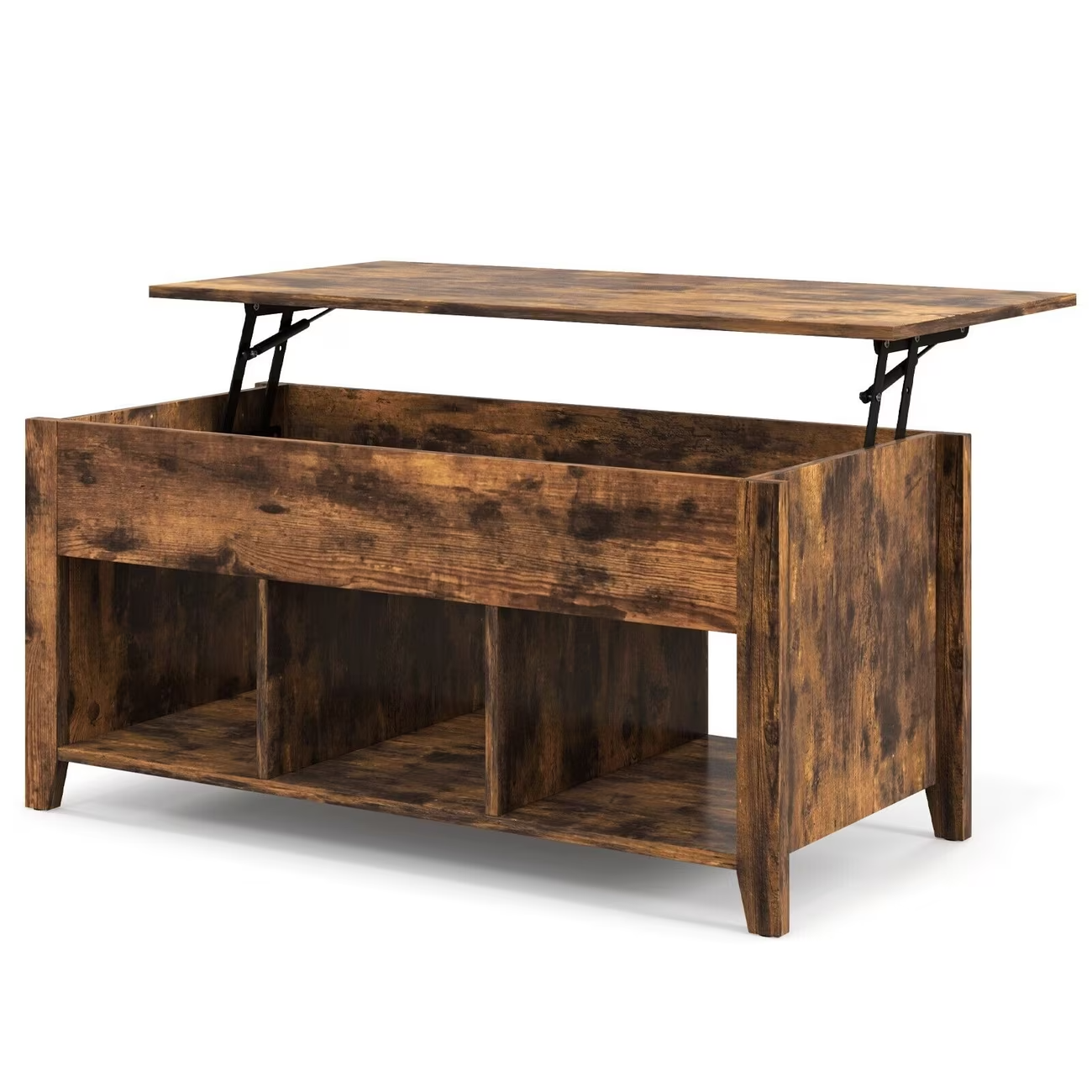 Lift Top Coffee Table with Storage Rustic Brown Modern UK