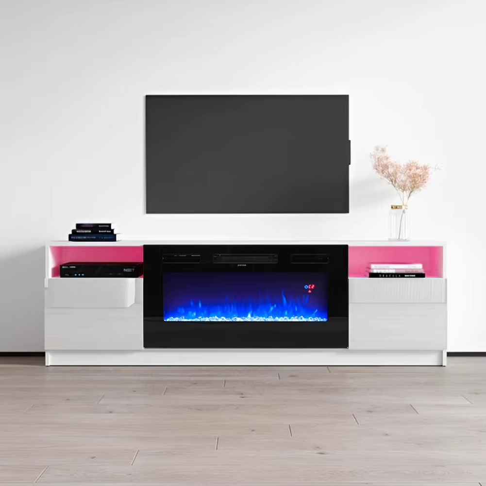 Breeins Modern Electric Fireplace TV Stand LED Flames Remote Storage Console UK