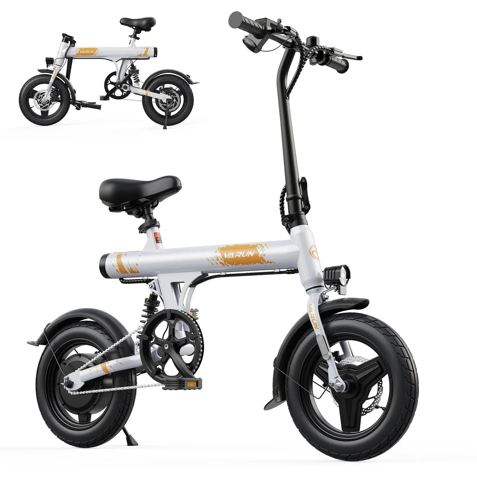 VARUN C14 Folding Electric Bike 250W 36V 14" Mini E-Bike 60km Range Commuter UK