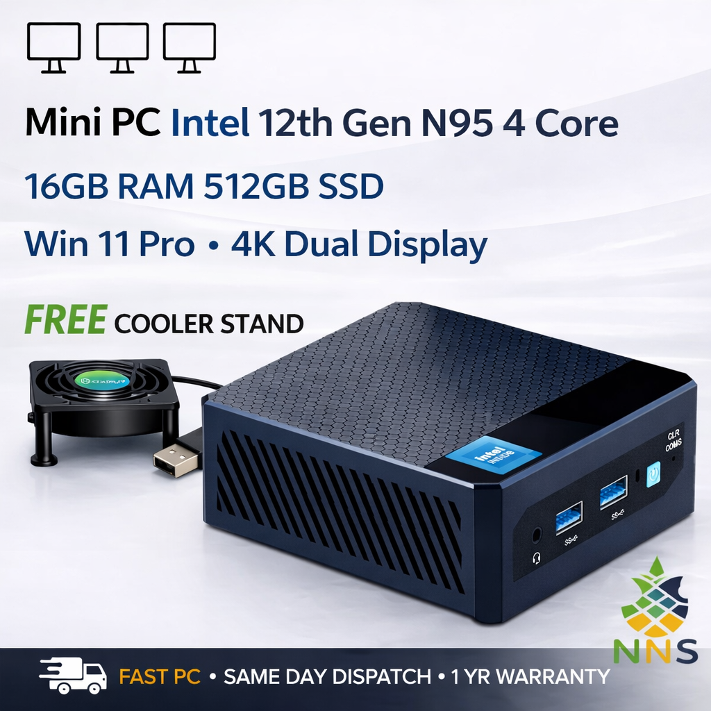 Mini PC Intel 12th Gen N95 4 Core 16GB RAM 512GB SSD Win 11 Pro 4K Dual Display