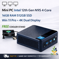 Mini PC Intel 12th Gen N95 4 Core 16GB RAM 512GB SSD Win 11 Pro 4K Dual Display