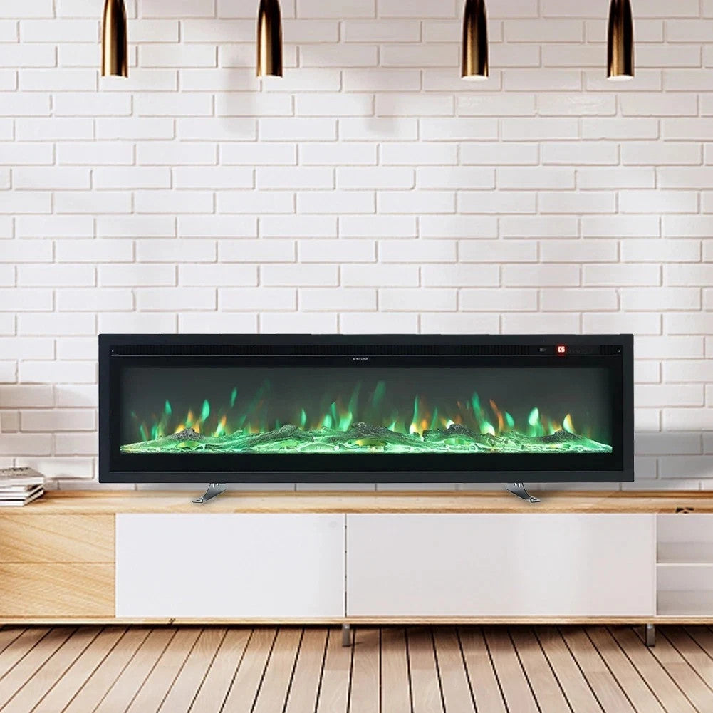 KOMORE Modern Electric Fireplace TV Stand LED Flames Remote Storage Console UK