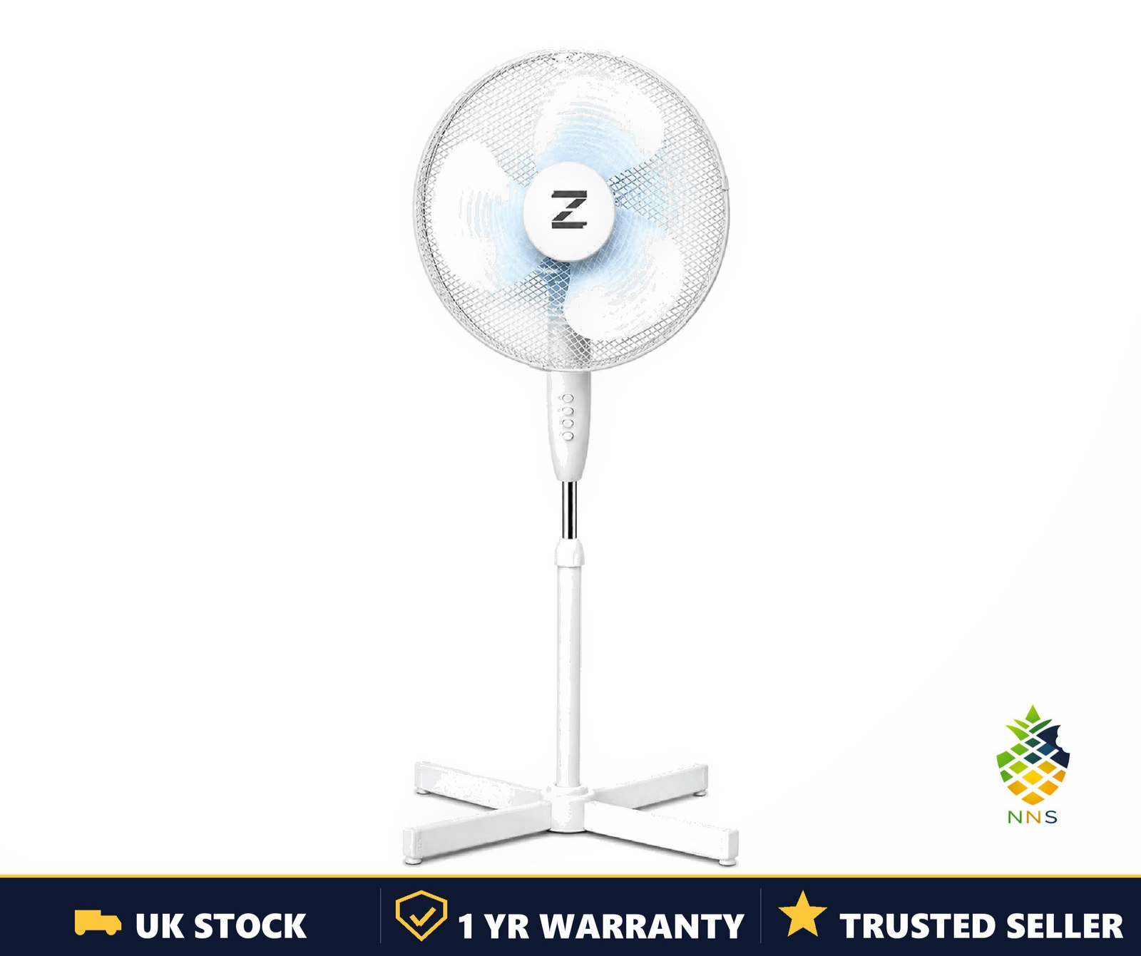 Pedestal Fan 17in Extendable Oscillating 3-Speed Adjustable Height Tiltable UK