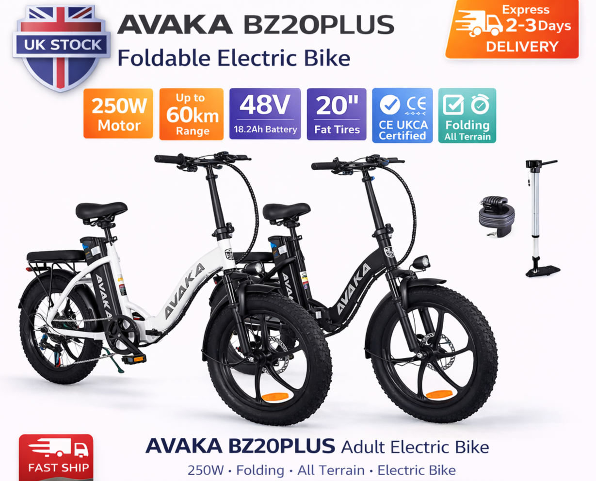 AVAKA BZ20PLUS Folding Electric Bike 250W 48V 18.2Ah 20” Fat Tyres City e-Bike