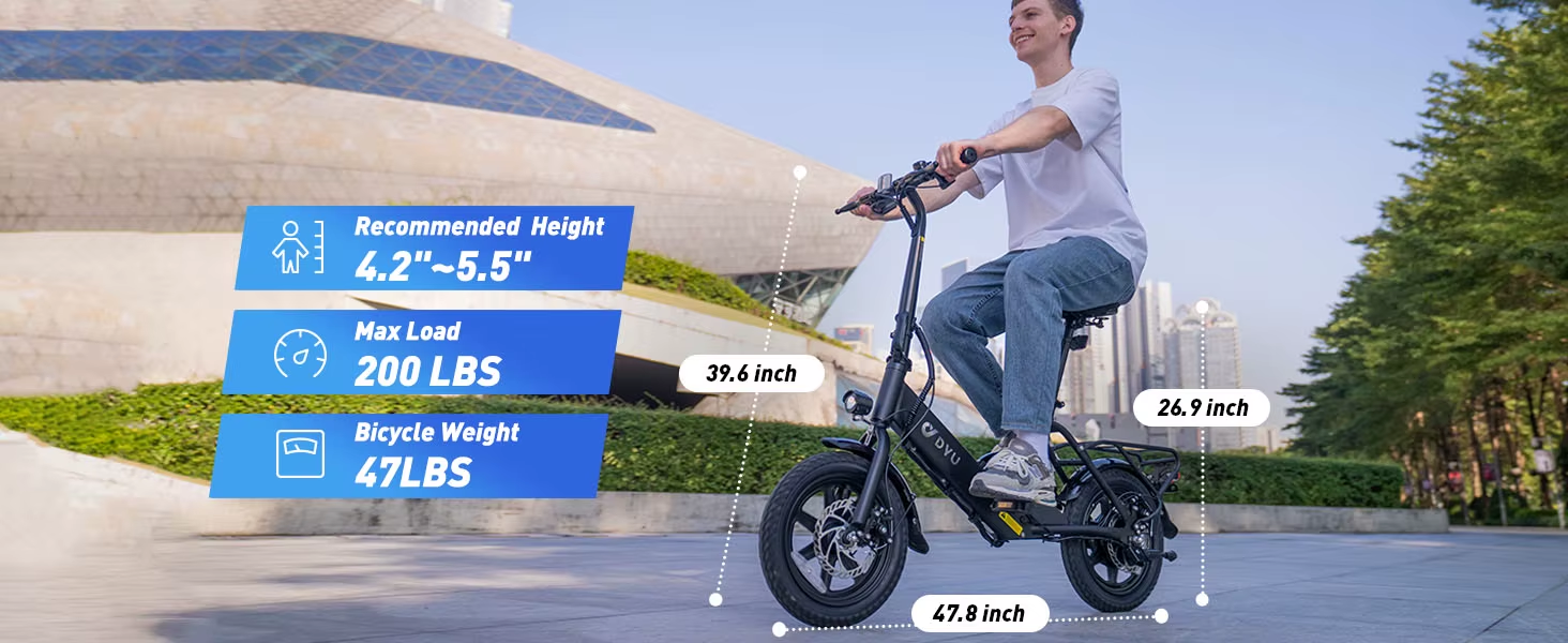 DYU C3 Folding Electric Bike 250W 36V 14” E-Bike 25km/h 40km Range + Warranty