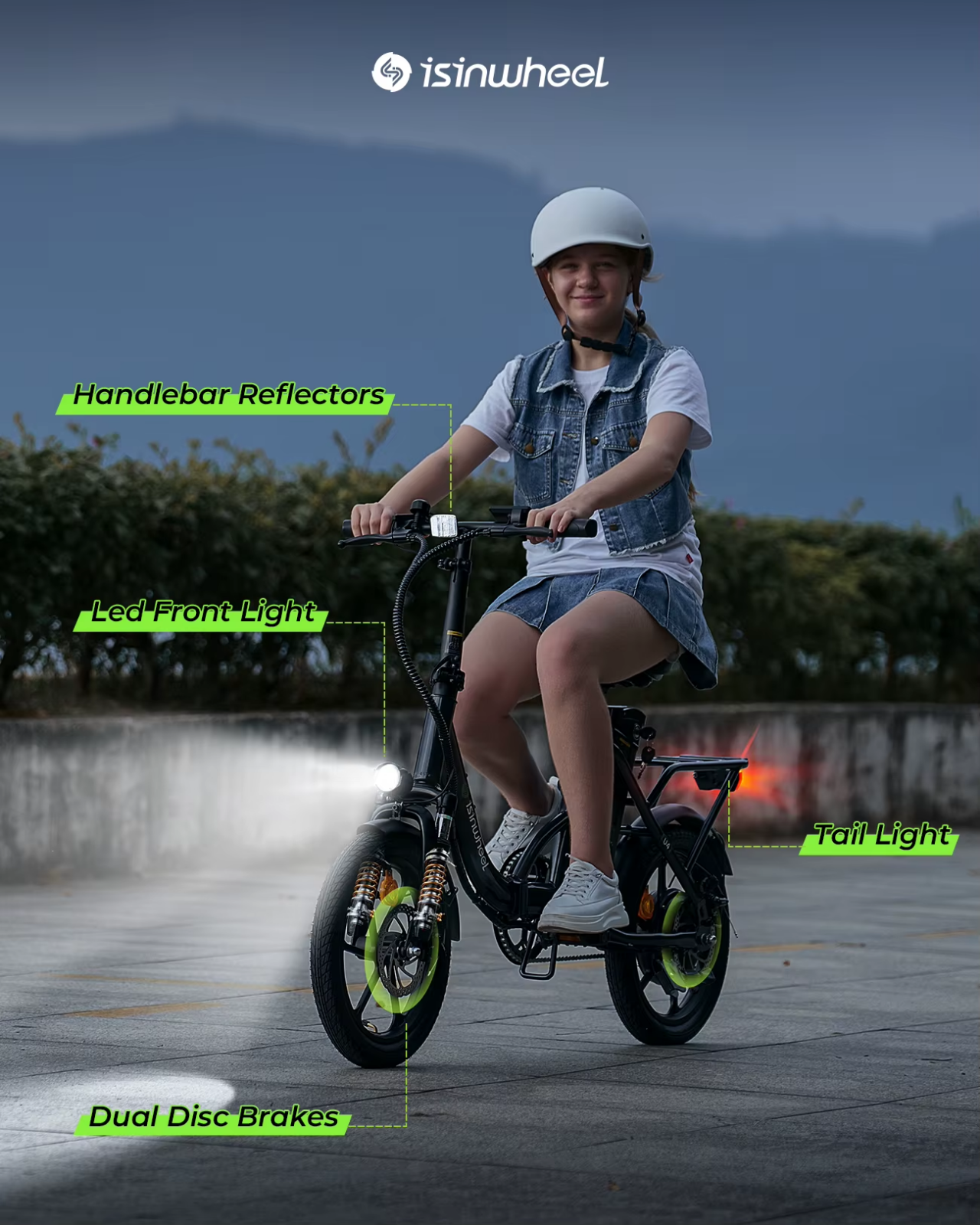 iSinwheel U4 Folding Electric Bike 250W 36V 16" E-Bike 25kmh 70km Range Commuter