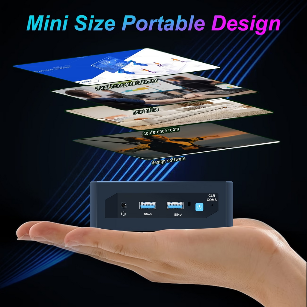Mini PC Intel 12th Gen N95 4 Core 16GB RAM 512GB SSD Win 11 Pro 4K Dual Display