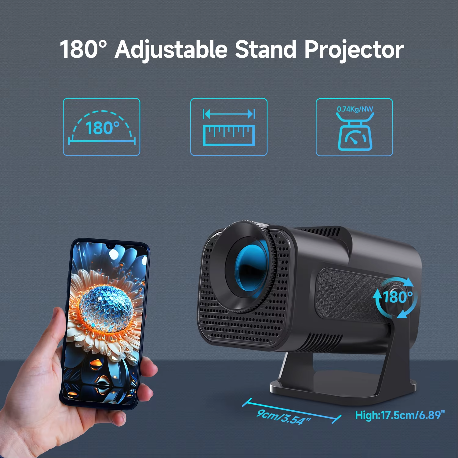 Magcubic 720P HD Projector Bluetooth Android Auto Keystone Home Cinema UK
