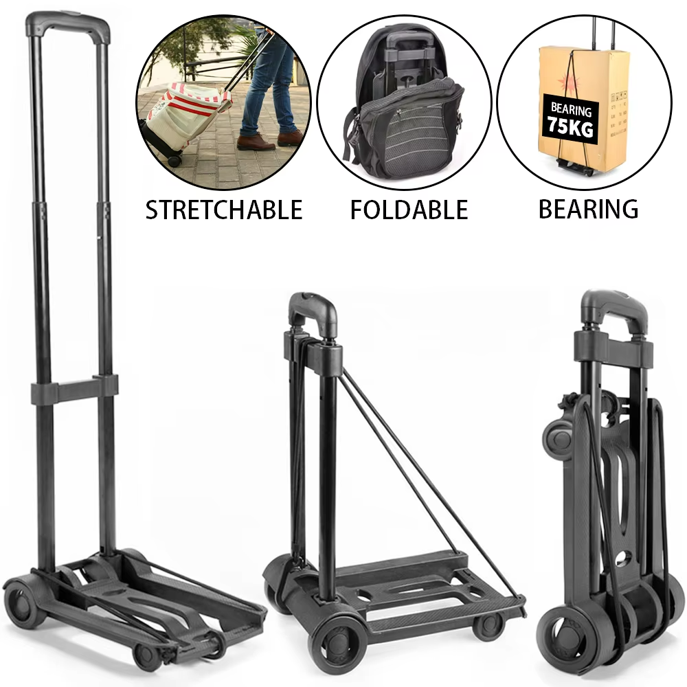 75kg Heavy Duty Folding Luggage Trolley Cart 75kg Portable Shopping Travel Use
