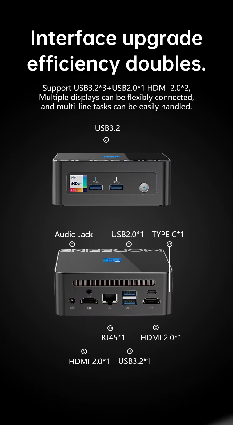 Morefine M9 Pro Mini PC i7-12800H NVMe Win 11 Pro BT5.2 WiFi6 Gaming Triple Dp