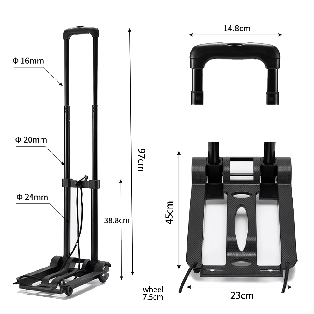 75kg Heavy Duty Folding Luggage Trolley Cart 75kg Portable Shopping Travel Use