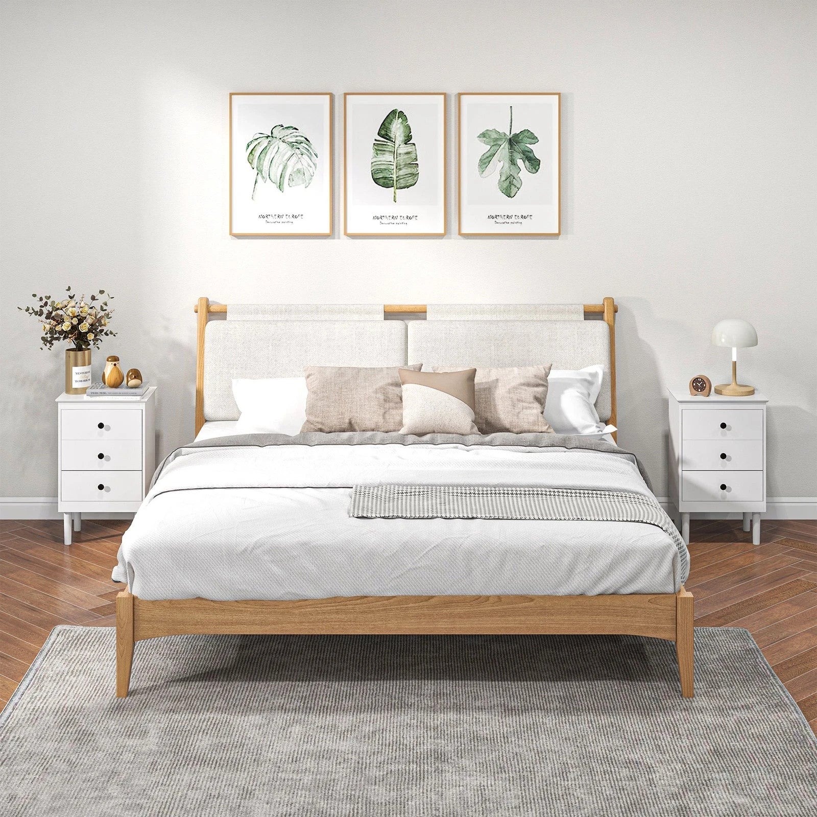 HOMCOM Bedside Tables Set of 2 Nightstand 3-Drawer White Modern UK