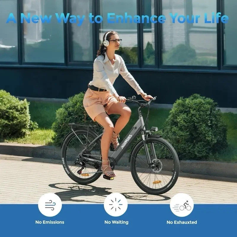 Hillmiles MileCity Electric Bike 250W 36V 13Ah 26" Fat Tyre E-Bike Long 100km