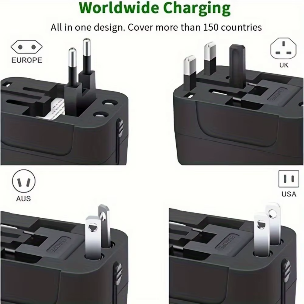 Universal Travel Adapter EU/UK/US/AU Plug Converter USB Type-C Charger
