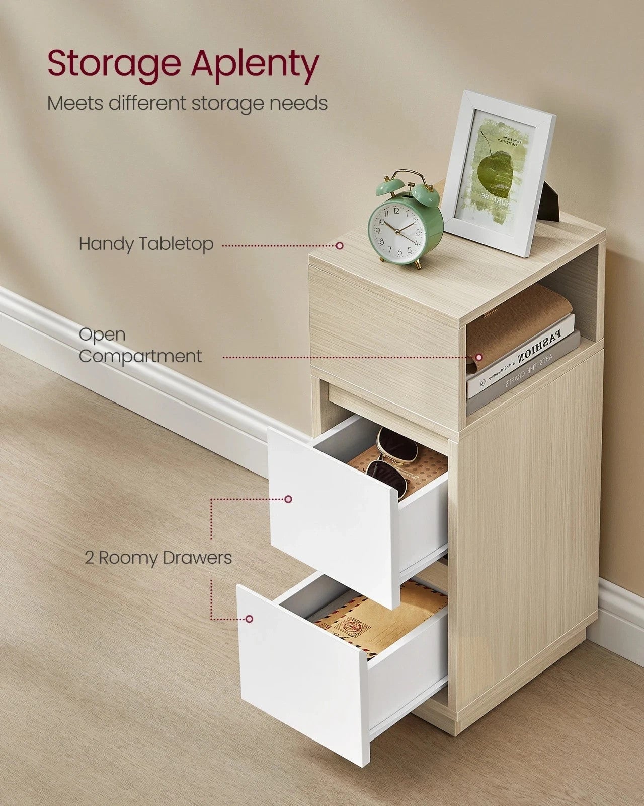 VASAGLE Bedside Tables Nightstand Modern UK