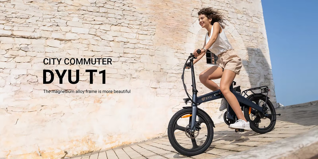 DYU T1 20'' Foldable Electric Bike 250W 36V 10Ah Battery E-Bike 60km Range UK