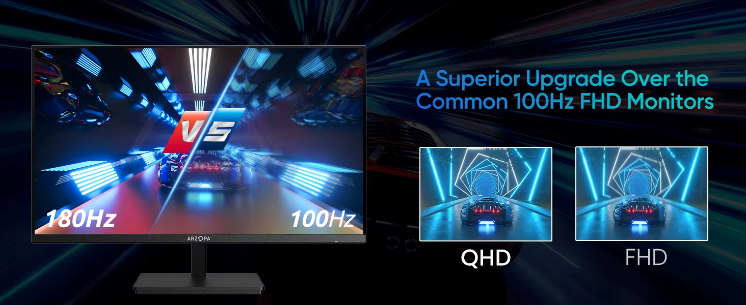 ARZOPA 27" IPS QHD Gaming Monitor 180Hz 1ms FreeSync UK