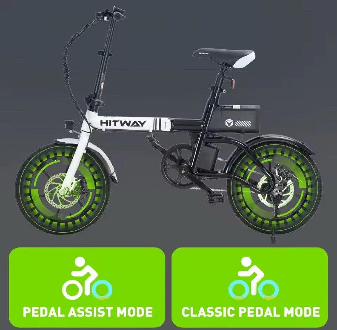 HITWAY BK35 Folding Electric Bike 250W 36V 16" E-Bike 60km Long Range Commuter