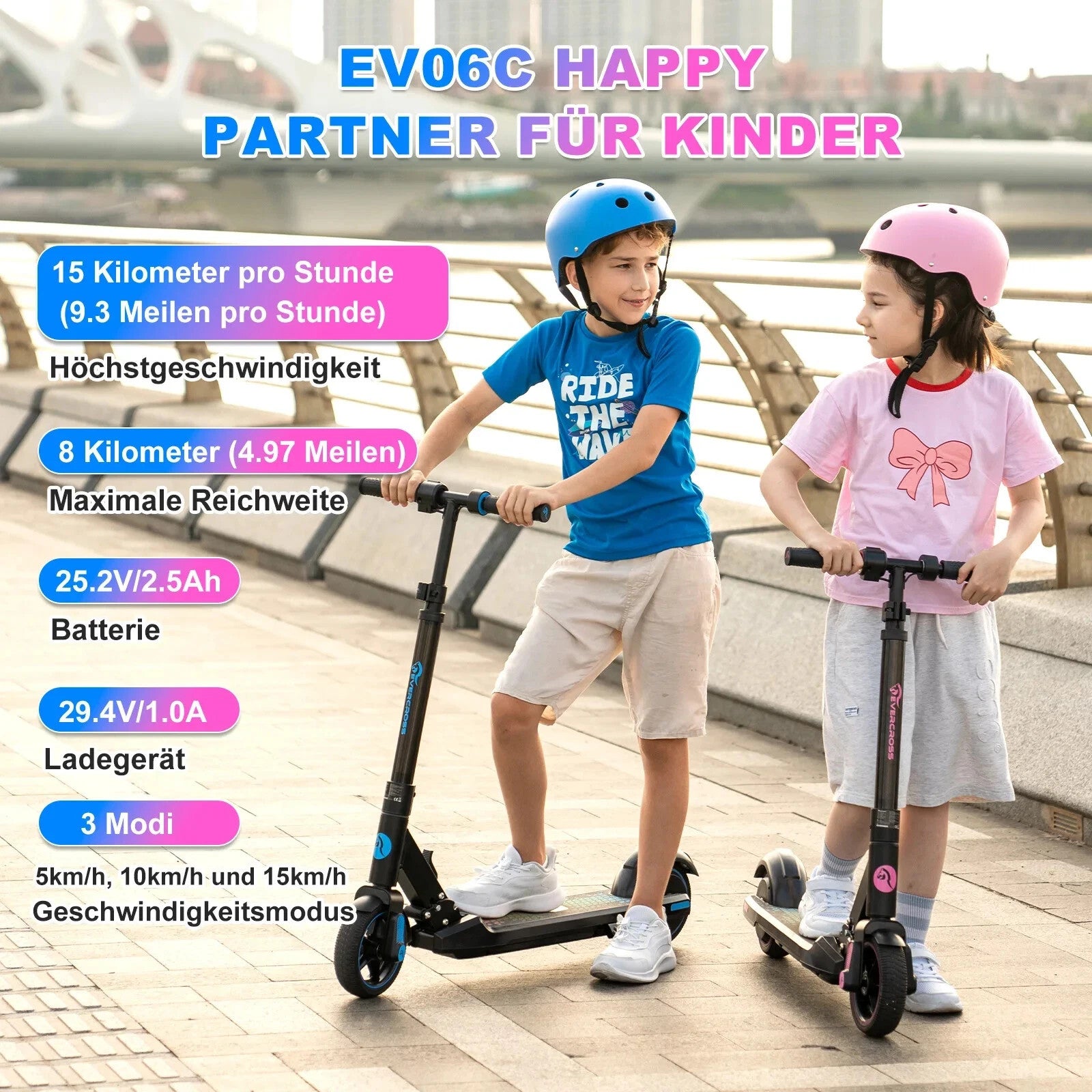 EVERCROSS EV06C Safe Electric E Scooter Kids Ages 6-12 Foldable Electric Scooter