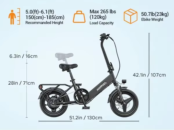 HillMiles Mile 1 14" Foldable Electric Bike 250W 36V Urban Commuter E-Bike UK