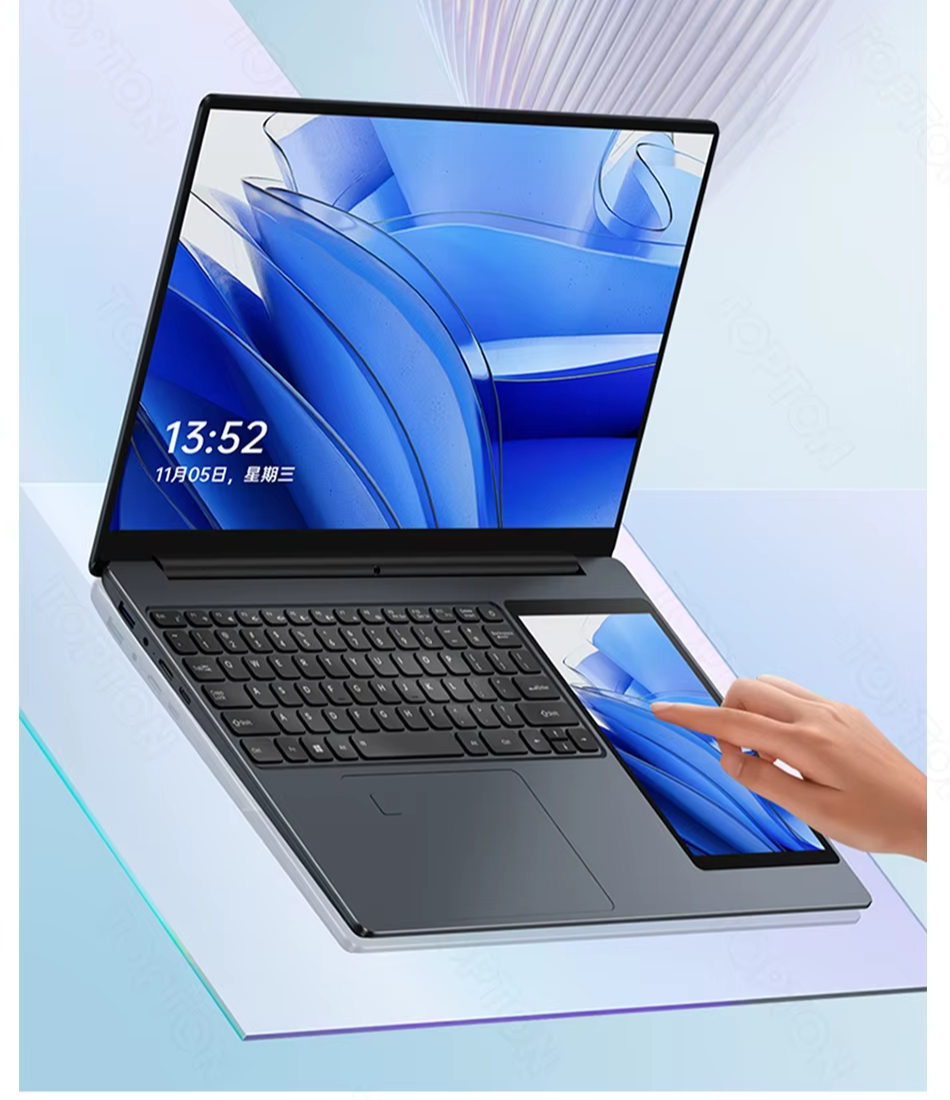 Office Laptop Win11 15.6 " + 7" Touch Dual Screen Display Intel N100 Finger ID