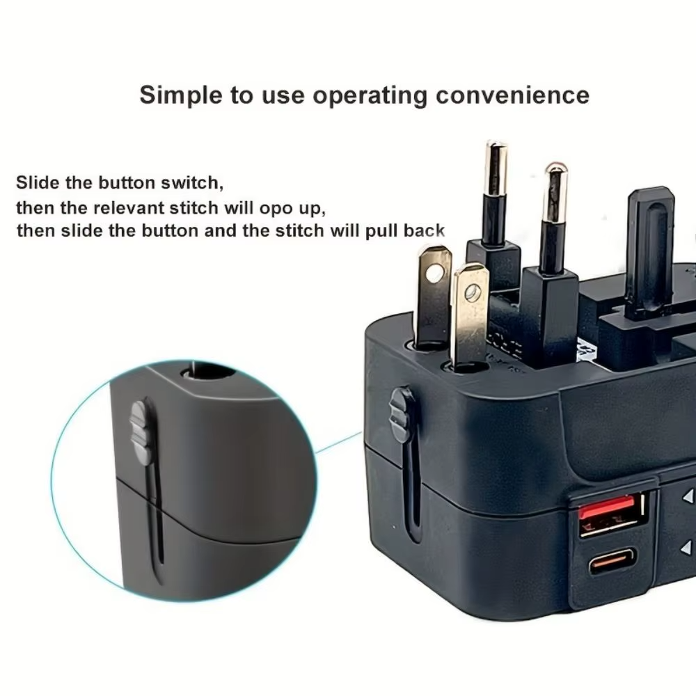 Universal Travel Adapter EU/UK/US/AU Plug Converter USB Type-C Charger