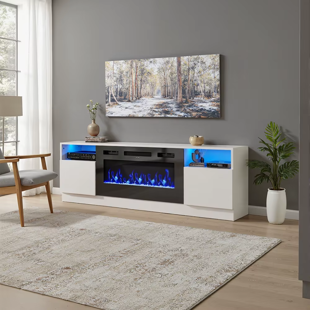 Breeins Modern Electric Fireplace TV Stand LED Flames Remote Storage Console UK