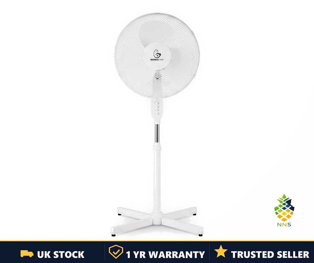 16" Pedestal Fan 3-Speed Oscillating Standing Height Adjustable Home Office UK