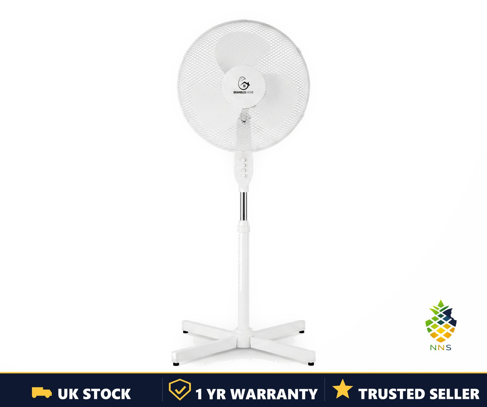 16" Pedestal Fan 3-Speed Oscillating Standing Height Adjustable Home Office UK