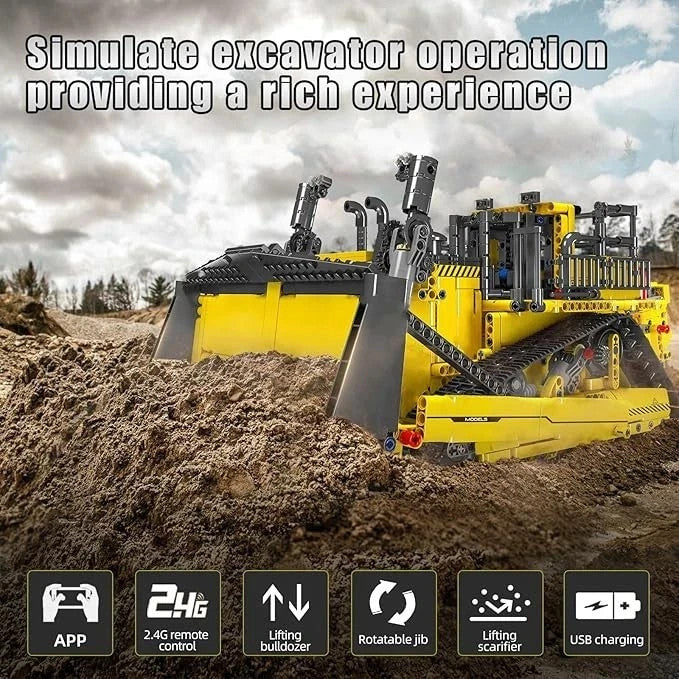 Mould King 15084 RC Bulldozer Building Blocks 1508pc Brick Set UK