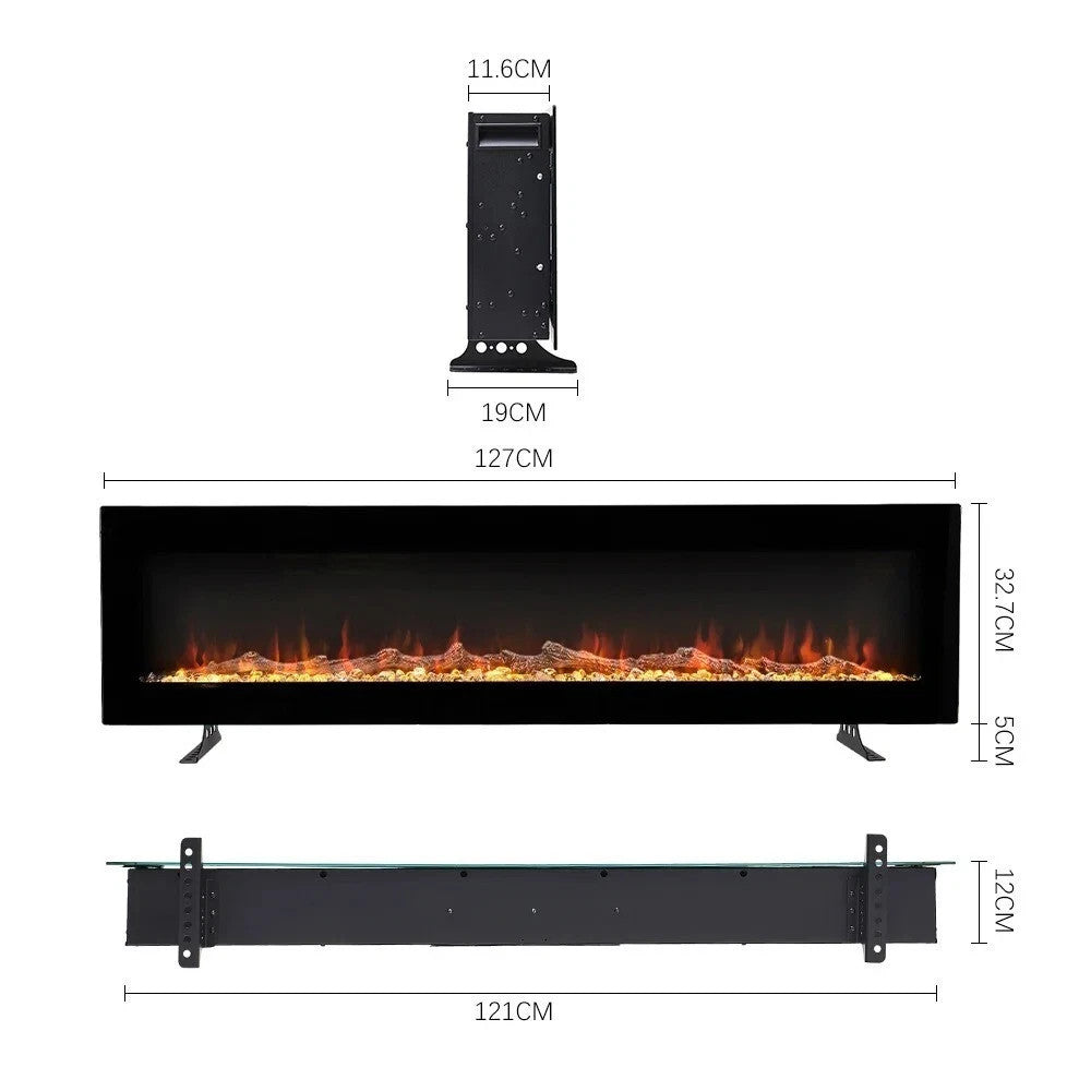 Modern Electric Fireplace TV Stand LED Flames Remote Storage Console UK