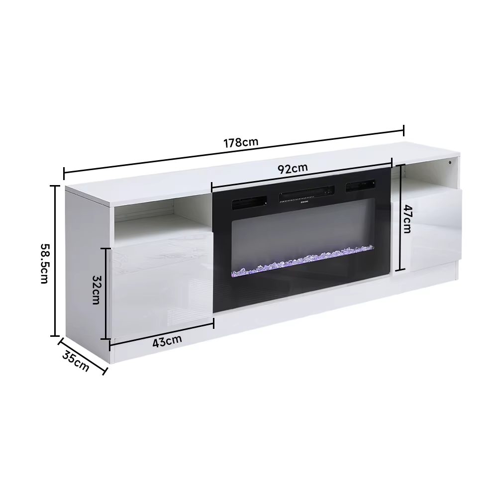 Breeins Modern Electric Fireplace TV Stand LED Flames Remote Storage Console UK