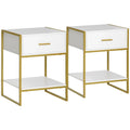 HOMCOM Bedside Tables Set of 2 Nightstand Gold Modern UK