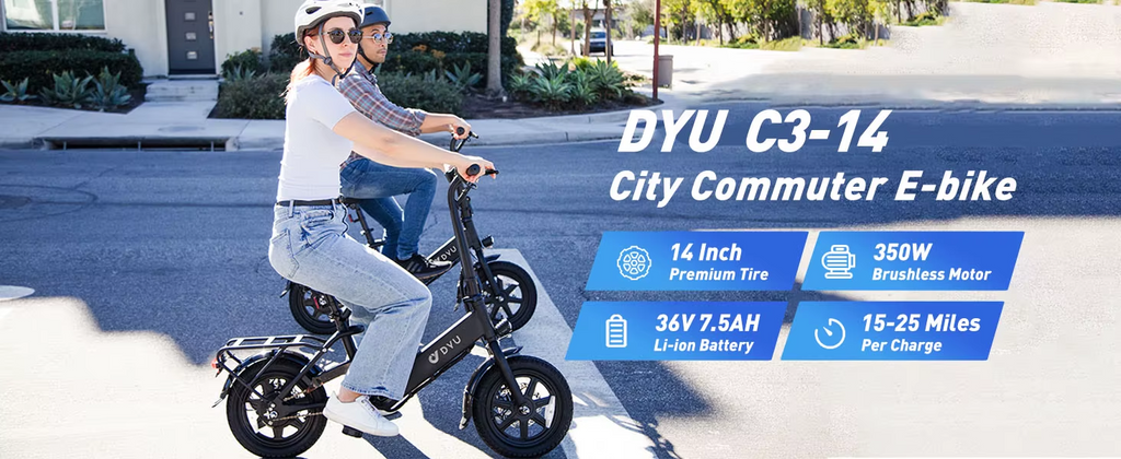 DYU C3 Folding Electric Bike 250W 36V 14” E-Bike 25km/h 40km Range + Warranty