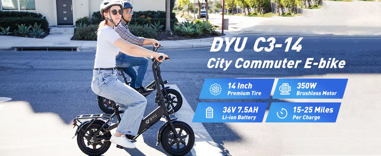 DYU C3 Folding Electric Bike 250W 36V 14” E-Bike 25km/h 40km Range + Warranty