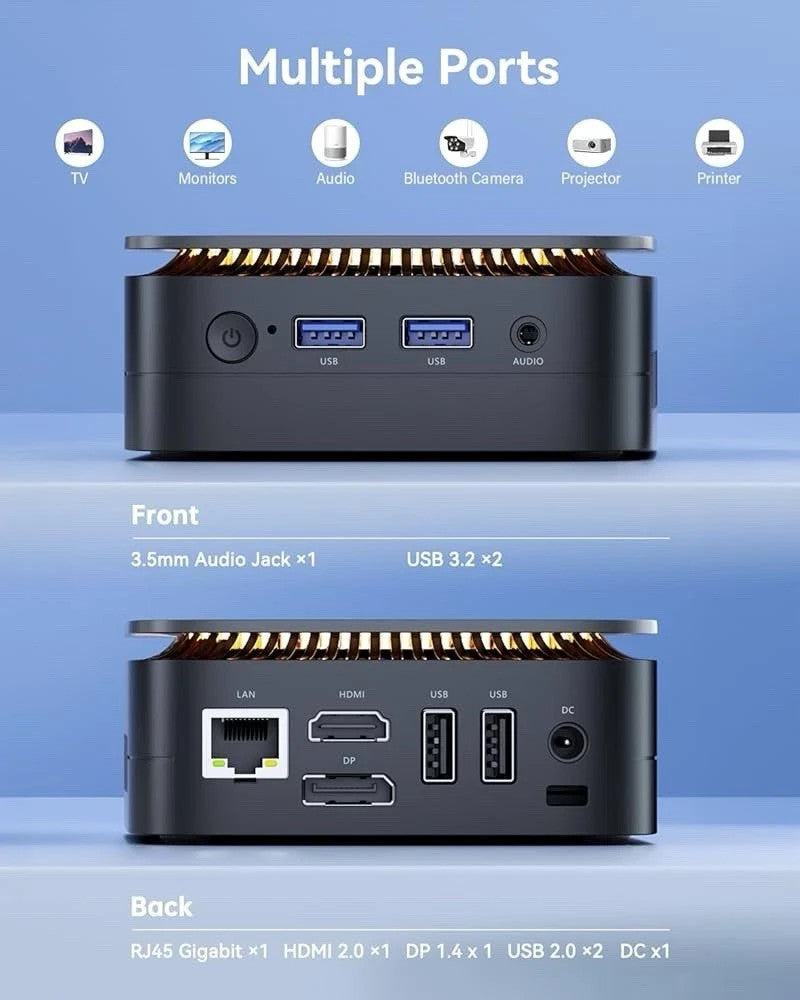 ACEMAGIC E1 Mini PC Intel N95 16GB 512GB NVME SSD Win11 Pro Wifi BT Dual 4K UK