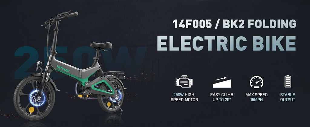 HITWAY BK2 Folding Electric Bike 250W 16" 36V E-Bike 70km Range 7 Speed UK Legal