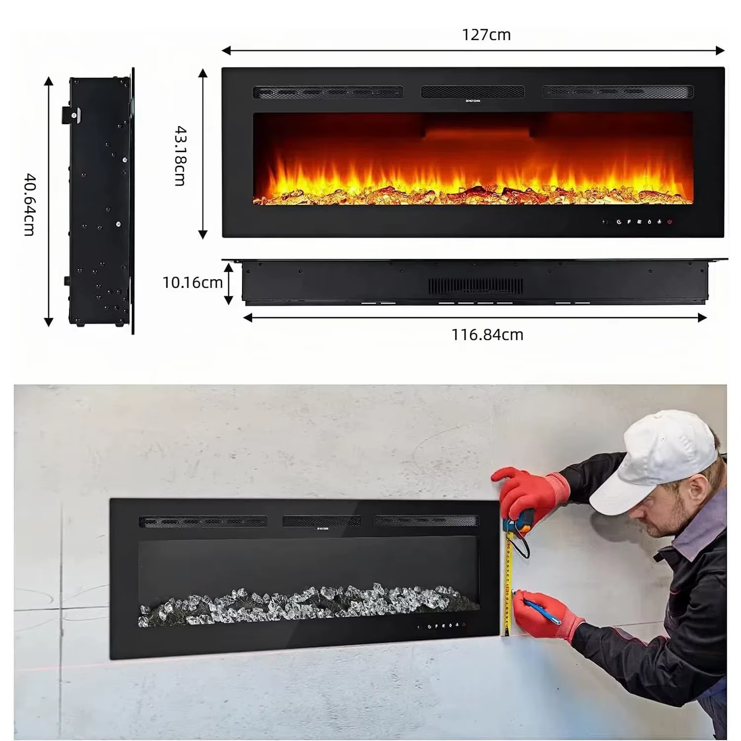 Modern Electric Fireplace TV Stand LED Flames Remote Storage Console 60" UK