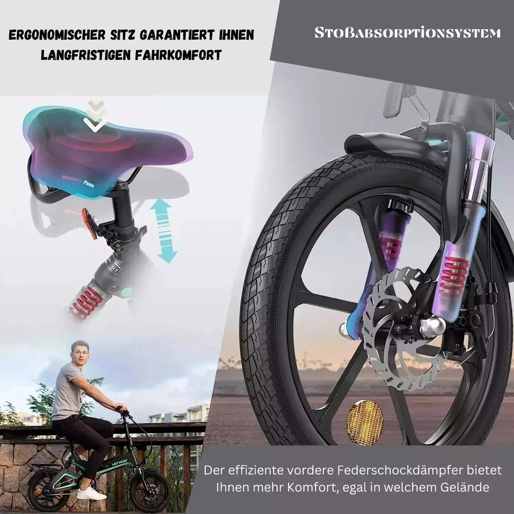 HITWAY BK2 Folding Electric Bike 250W 16" 36V E-Bike 70km Range 7 Speed UK Legal