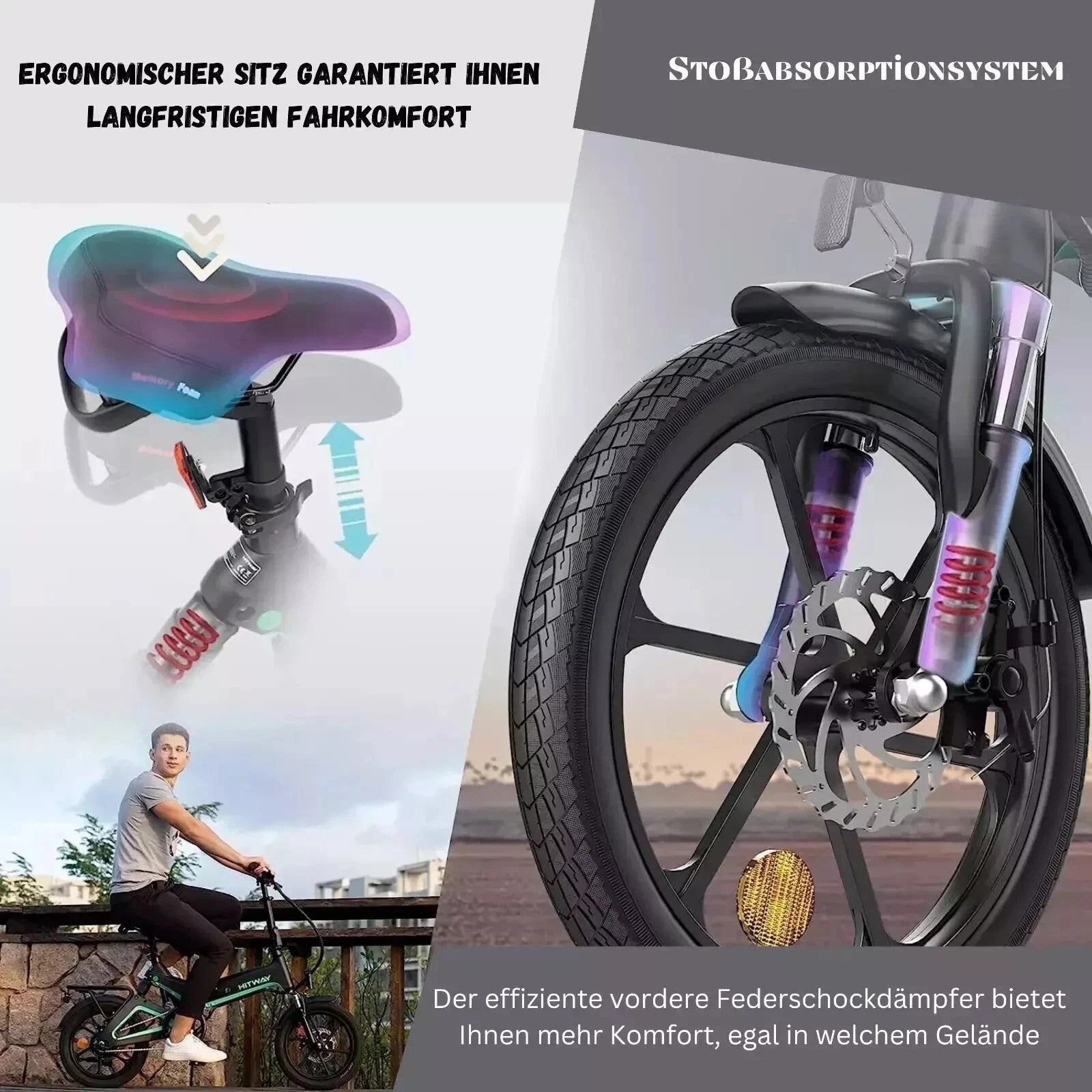 HITWAY BK2 Folding Electric Bike 250W 16" 36V E-Bike 70km Range 7 Speed UK Legal