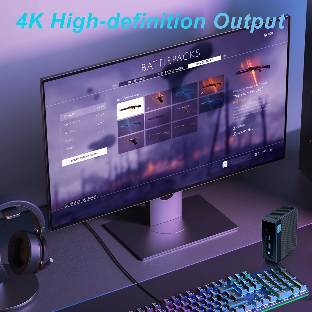Mini PC Intel 12th Gen N95 4 Core 16GB RAM 512GB SSD Win 11 Pro 4K Dual Display