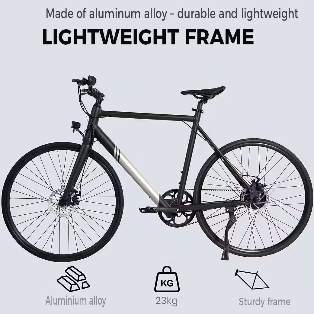 28" Electric City Bike 250W 36V Belt Drive Urban E-Bike 60km Range Lightweight