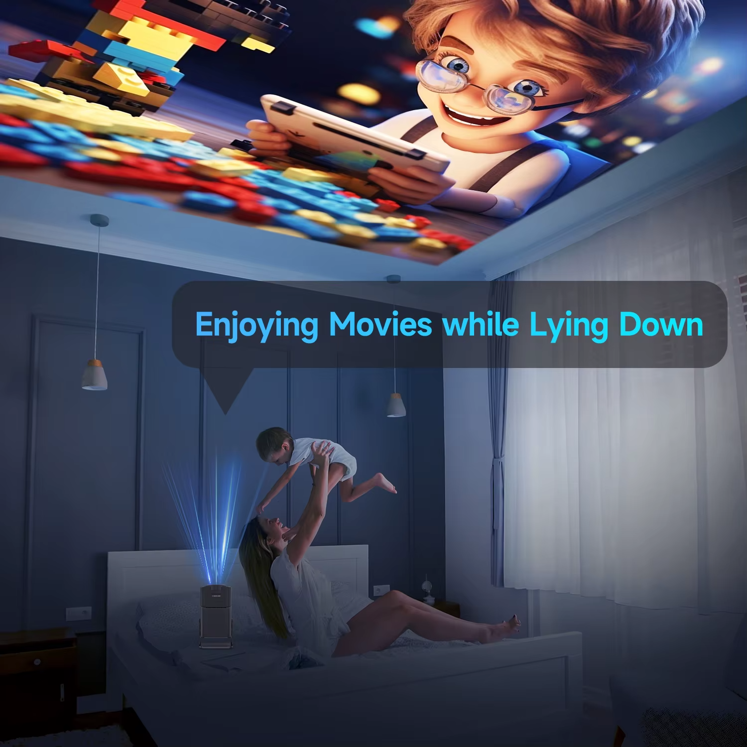 Magcubic 720P HD Projector Bluetooth Android Auto Keystone Home Cinema UK