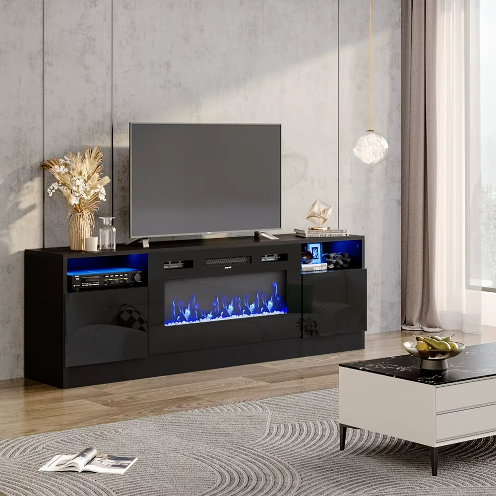 Breeins Modern Electric Fireplace TV Stand LED Flames Remote Storage Console UK