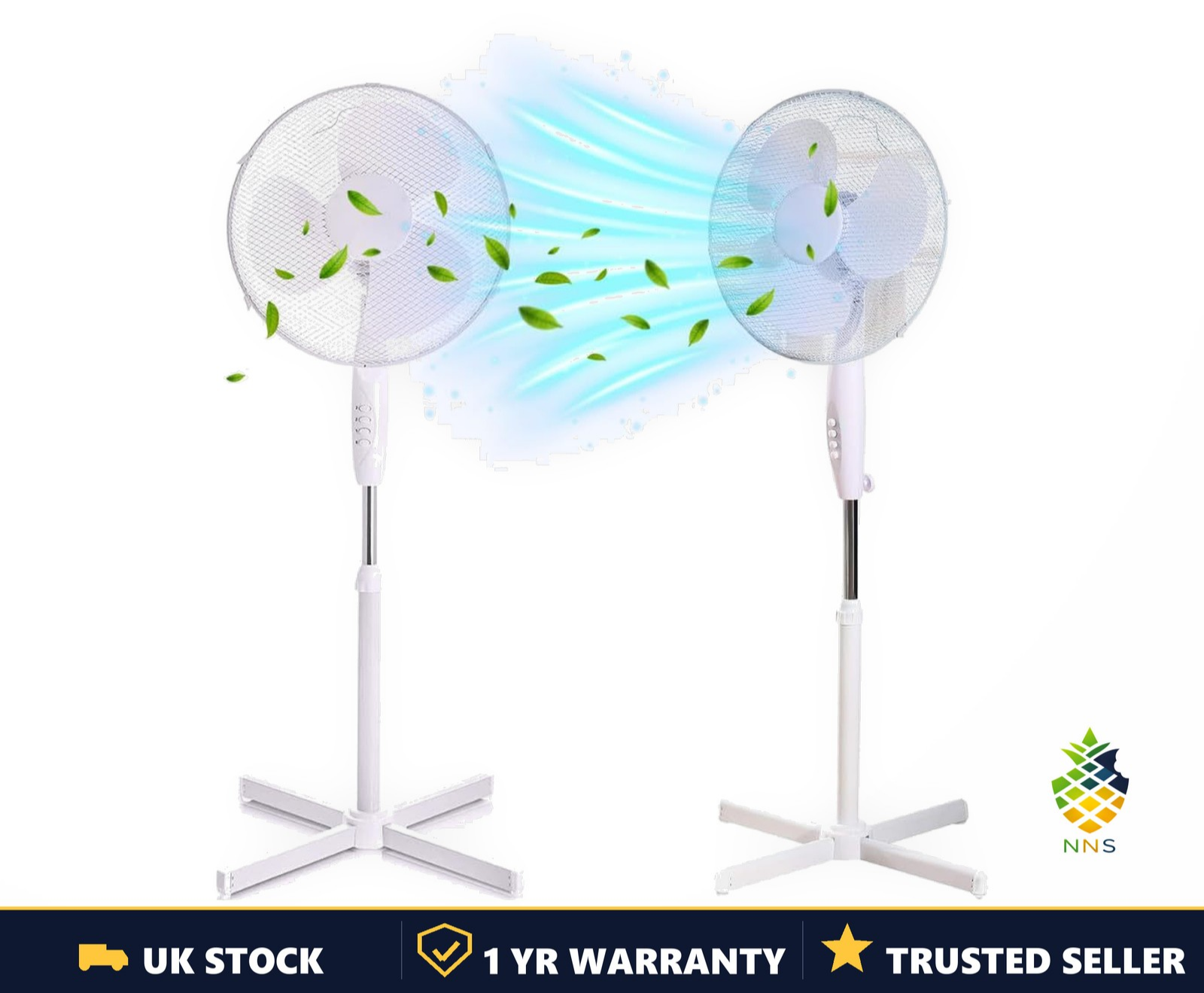 16" Pedestal Fan Mesh Guard 40W Adjustable Height Cross Base Home Office UK