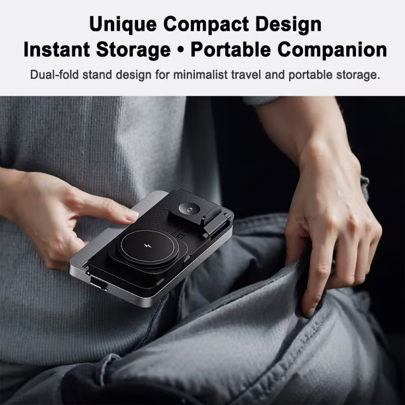 5-in-1 Wireless Charging Station 15W Fast Charger Watch AirPods Night Light UK