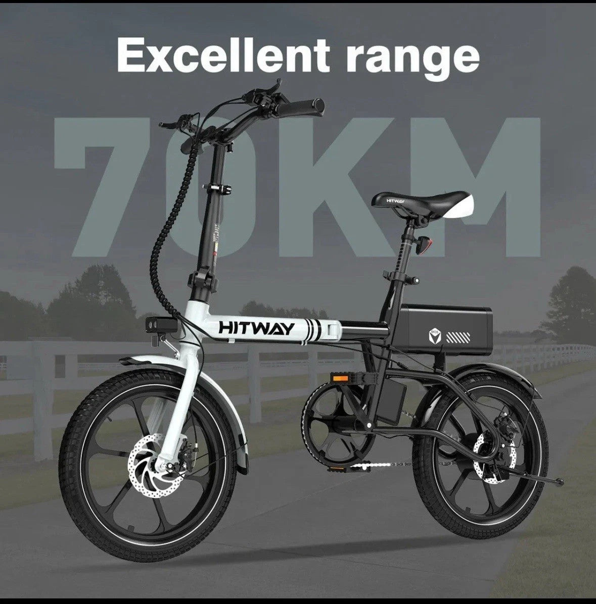 HITWAY BK35 Folding Electric Bike 250W 36V 16" E-Bike 60km Long Range Commuter