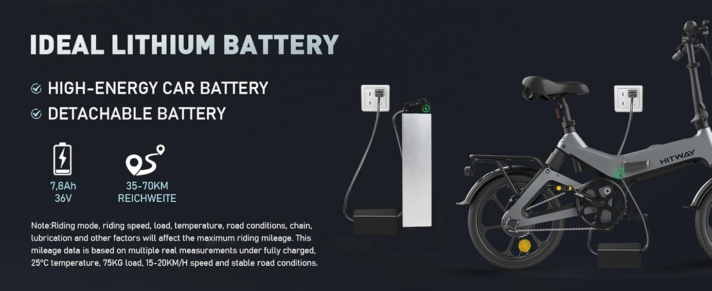 HITWAY BK2 Folding Electric Bike 250W 16" 36V E-Bike 70km Range 7 Speed UK Legal